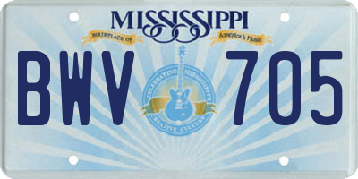 MS license plate BWV705