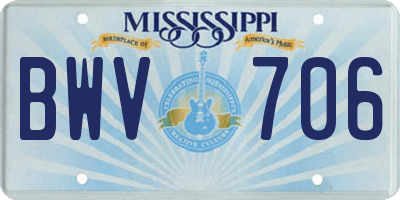 MS license plate BWV706