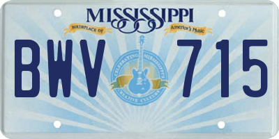 MS license plate BWV715