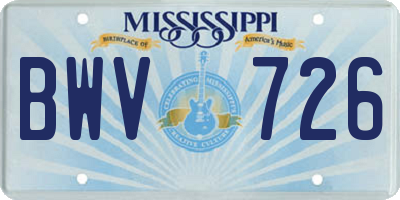 MS license plate BWV726