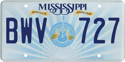 MS license plate BWV727