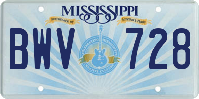 MS license plate BWV728