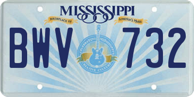 MS license plate BWV732