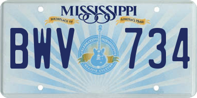 MS license plate BWV734