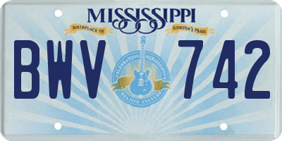 MS license plate BWV742