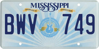 MS license plate BWV749