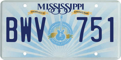 MS license plate BWV751