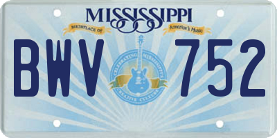 MS license plate BWV752