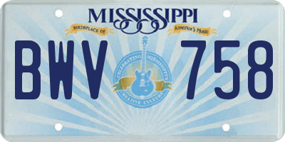 MS license plate BWV758