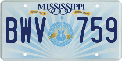 MS license plate BWV759