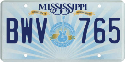 MS license plate BWV765