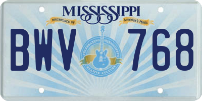 MS license plate BWV768