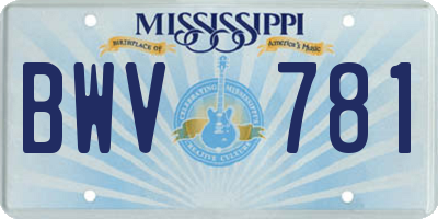 MS license plate BWV781