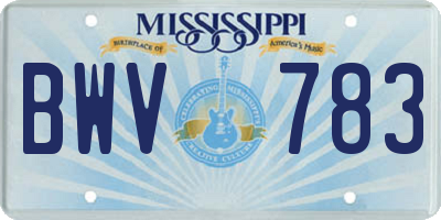 MS license plate BWV783