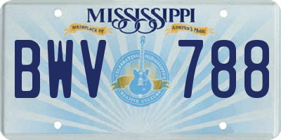 MS license plate BWV788