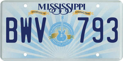 MS license plate BWV793