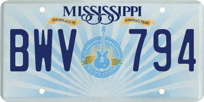 MS license plate BWV794