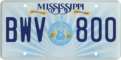 MS license plate BWV800