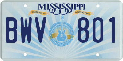 MS license plate BWV801