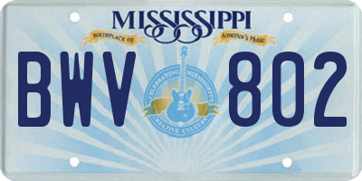 MS license plate BWV802