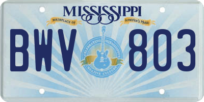 MS license plate BWV803