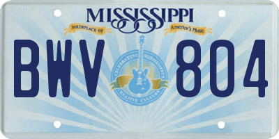 MS license plate BWV804