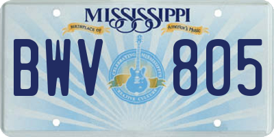 MS license plate BWV805