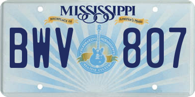 MS license plate BWV807