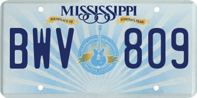 MS license plate BWV809