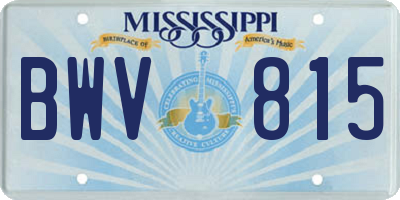 MS license plate BWV815