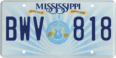 MS license plate BWV818