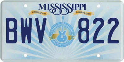 MS license plate BWV822