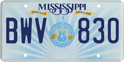 MS license plate BWV830