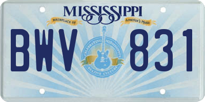 MS license plate BWV831