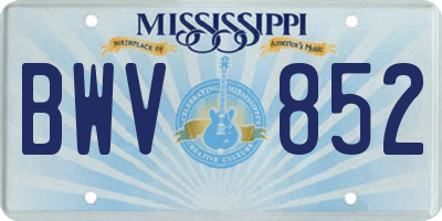MS license plate BWV852