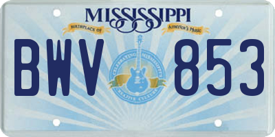 MS license plate BWV853