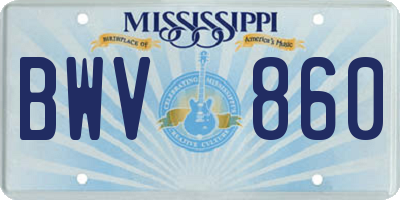 MS license plate BWV860