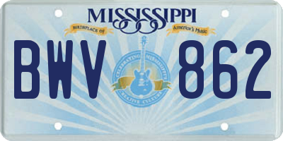 MS license plate BWV862
