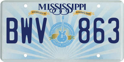 MS license plate BWV863
