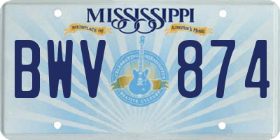 MS license plate BWV874