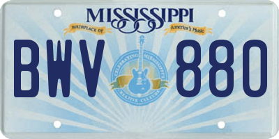MS license plate BWV880