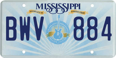 MS license plate BWV884