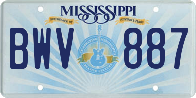 MS license plate BWV887
