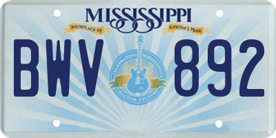 MS license plate BWV892