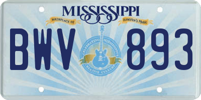 MS license plate BWV893