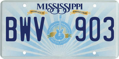 MS license plate BWV903