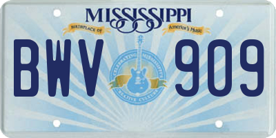 MS license plate BWV909