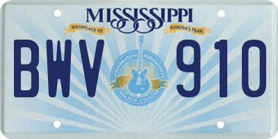MS license plate BWV910