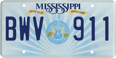 MS license plate BWV911