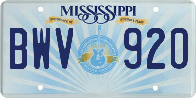 MS license plate BWV920